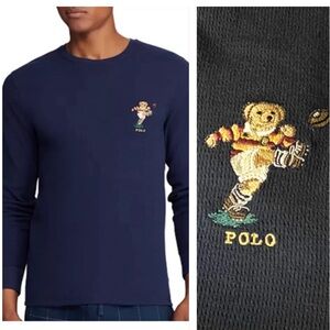Ralph Lauren polo Bear Waffle Knit Thermal Long Sleeve NWOT